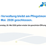 Die Verwaltung bleibt am Pfingstmontag geschlossen.