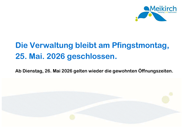 Die Verwaltung bleibt am Pfingstmontag geschlossen.