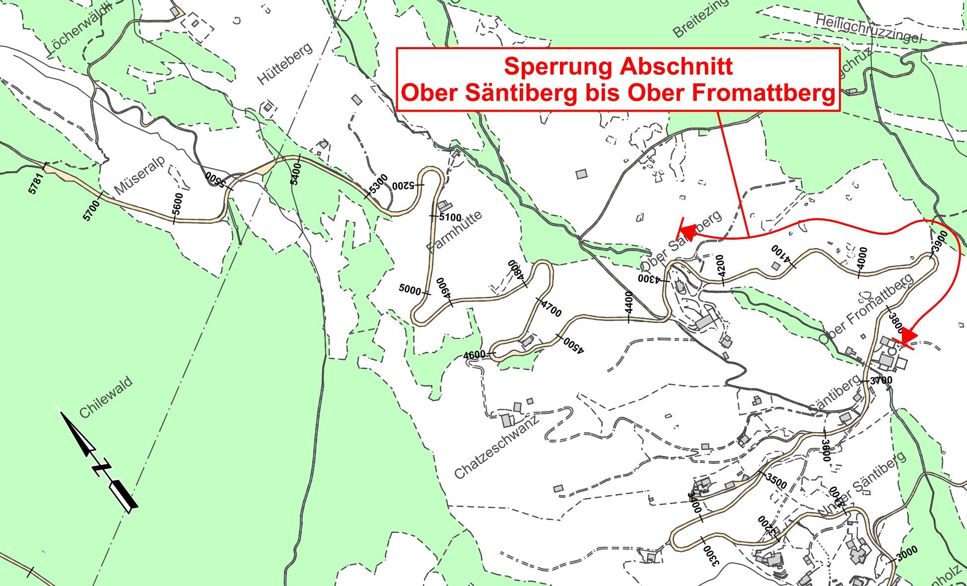 Bild Sperrung Ober Säntiberg bis Ober Fromattberg