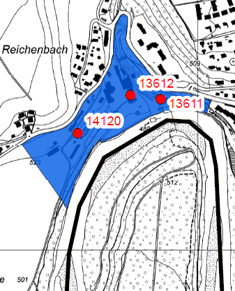 Ausschnitt aus der Karte der Fundstellen in Zollikofen