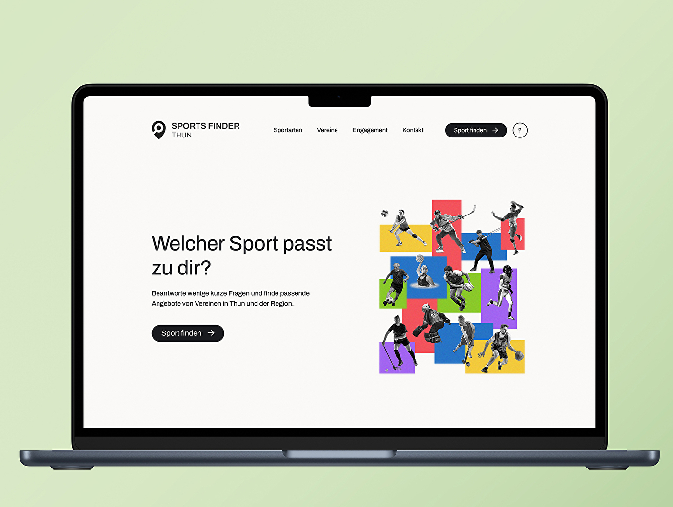 Mockup des Sports Finders