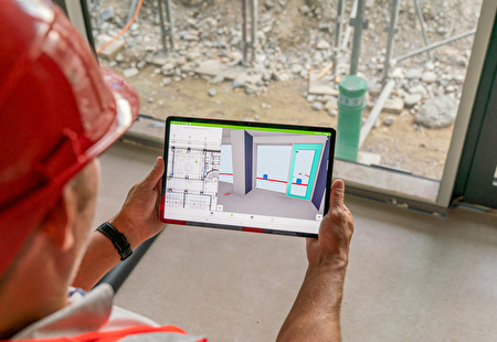 Tablet mit VR-Daten.