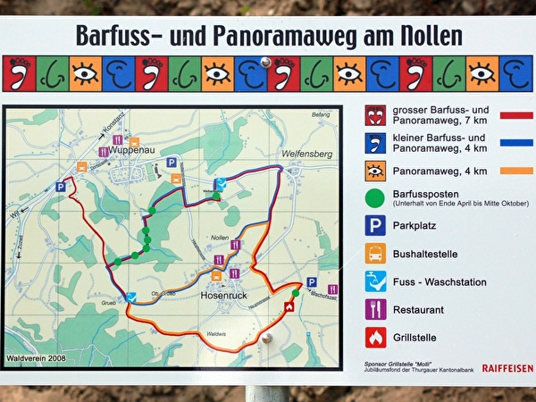 Plan Barfuss- und Panoramaweg am Nollen