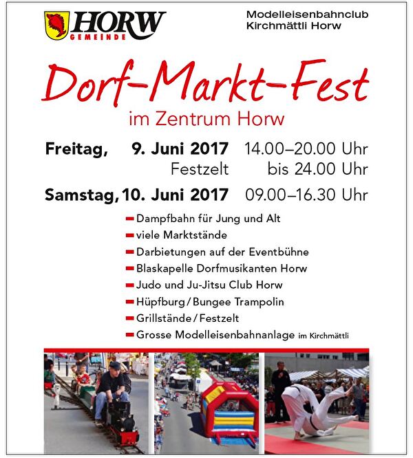 Markt, Musik, Hüpfburg, Events, Spiel und Spass am Dorf-Markt-Fest Horw