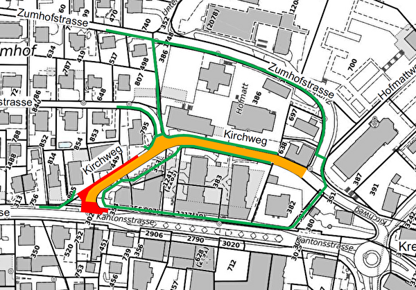 Plan des Kirchwegs in Horw
