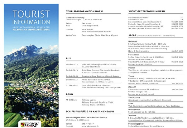 Die neue Touristen-Information. Der Flyer bietet eine Übersicht über das touristische Angebot von Horw.