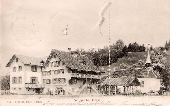 Hotel Sternen mit Kapelle im Winkel, um 1900