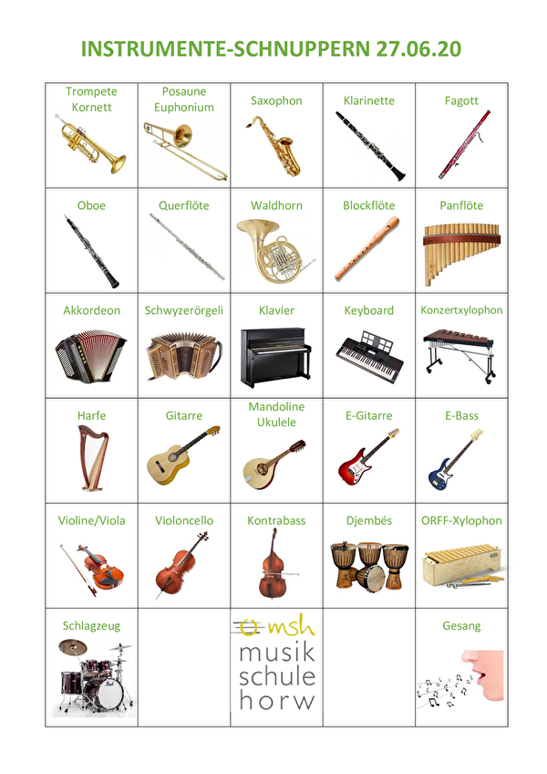 Instrumenten-Auswahl beim Instrumenten-Schnuppern