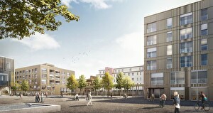 Der neue Horwer Ortskern mit den Wohnbauten der Baugenossenschaften. Visualisierung: GKS Architekten AG