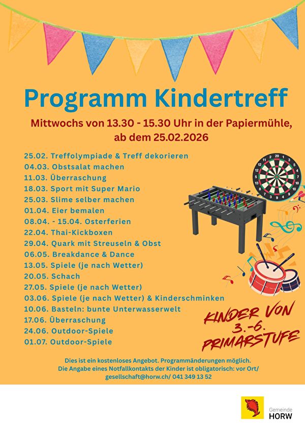 Das Programm des Kindertreffs 2026