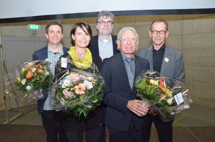 hinten: Franz Szekeres, Kurt Koller und Ruedi Zurflüh (Förderpreis)
vorne: Stephanie Knöbl (Förderpreis) und Hans K. Müller (Anerkennungspreis)