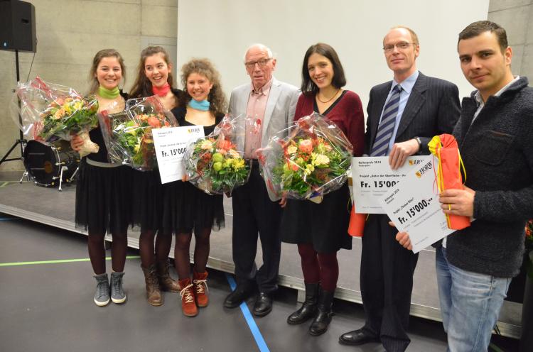 Preisträger 2014: Friedli Sisters, Dr. N. Oberholzer, Claudia und Christian Bucher, Philippe Peter, Zwischenbühne