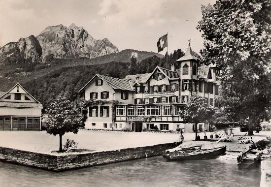 Hotel Sternen in der Horwerbucht des Vierwaldstättersees, um 1918