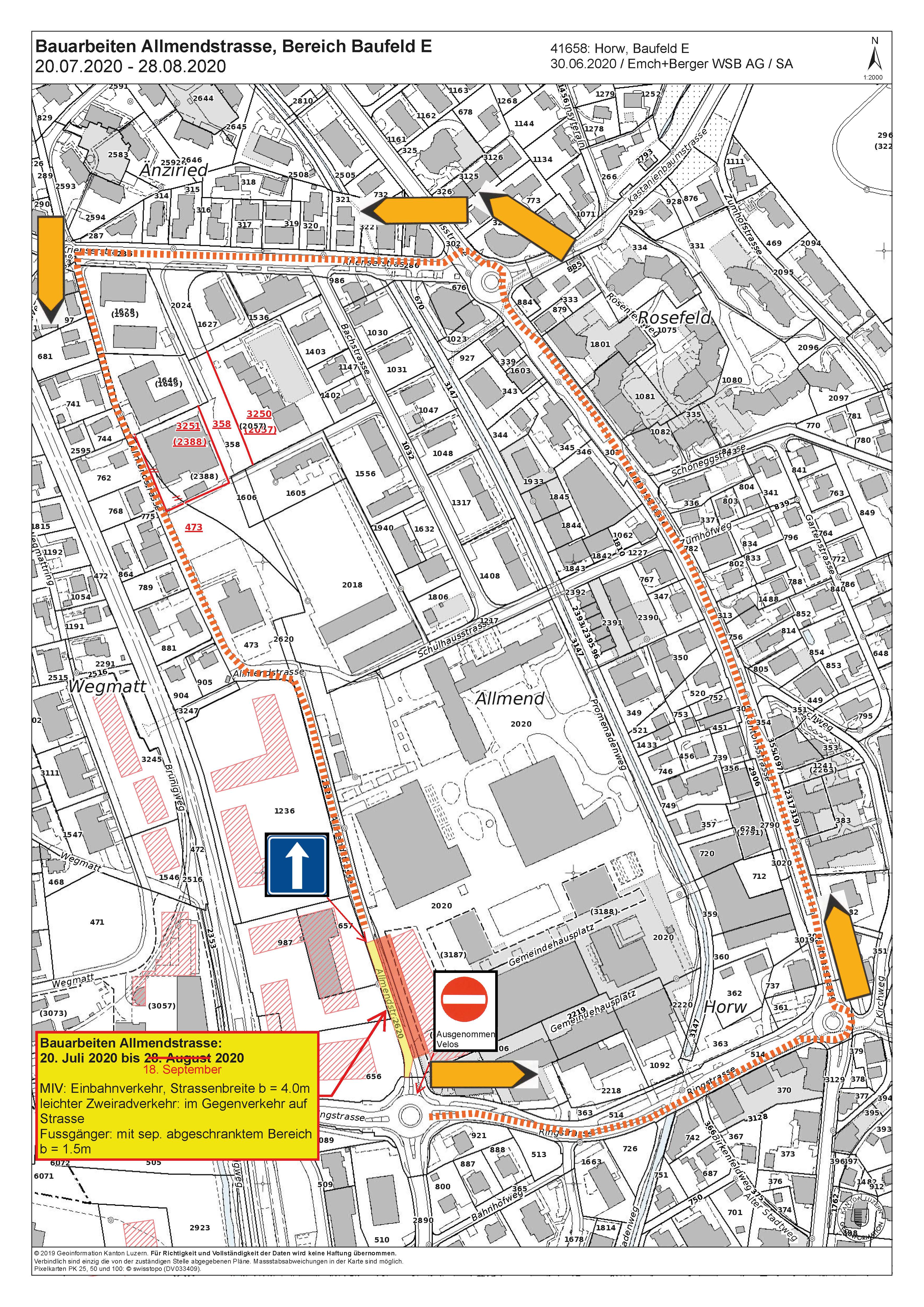 Plan Umleitung Allmendstrasse