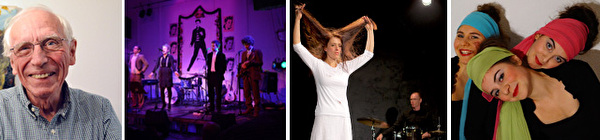 Fotos (vlnr): Dr. Niklaus Oberholzer (Foto: Benno Bühlmann); Nite in der Zwischenbühne; Claudia und Christian Bucher; Friedli-Sisters