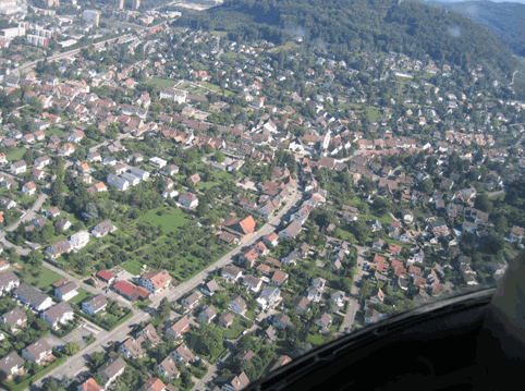 Ansicht Muttenzer Siedlungsgebiet aus dem Helikopter am 13. September 2006