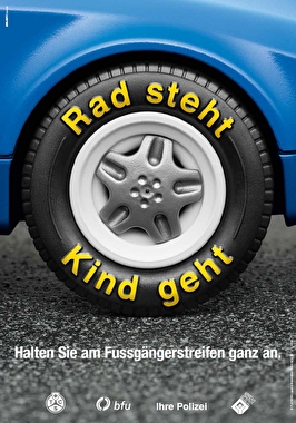 Plakat: Rad steht, Kind geht