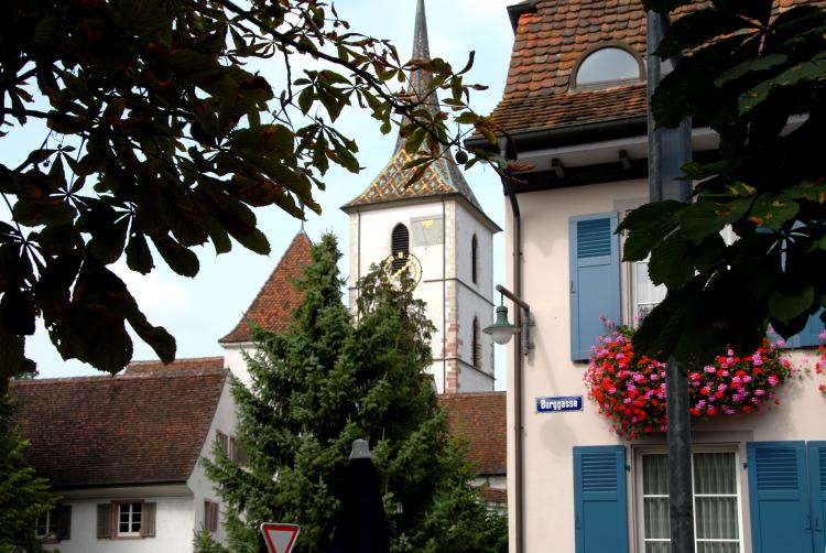Blick zum St. Arbogst Turm