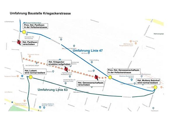 Umfahrung Baustelle Kriegackerstrasse