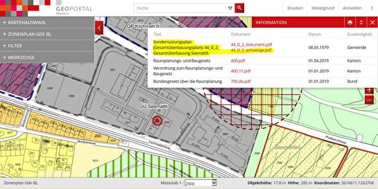 PrintScreen Geoportal Muttenz