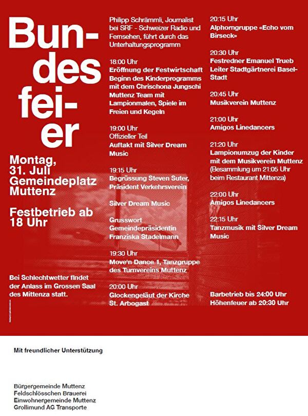 Programm Bundesfeier 2023