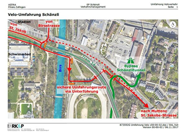 Plan Velo-Umfahrung Schänzli