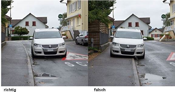 Parkiern falsch - richtig