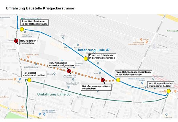Umfahrung Baustelle Kriegackerstrasse