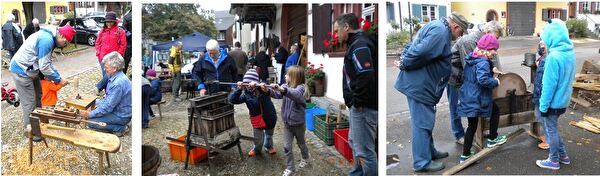 Impressionen des Arbeitstags im Bauernhausmuseum zum Thema Holz