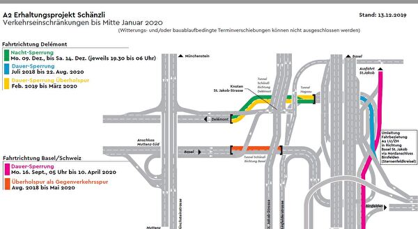 Verkehrseinschränkung Erhaltungsprojekt Schänzli