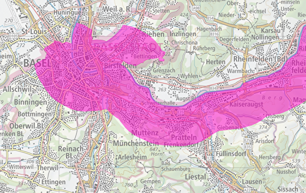 Beobachtungsgebiet entlang des Rheins BL