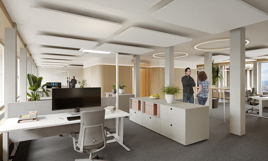 Visualisierung Gestaltung der Arbeitsplätze im Gemeindehaus