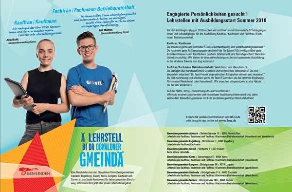 Inserat Lehrstellen 2018