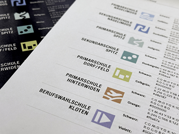 Auflistung der neuen Logos der Schule Kloten