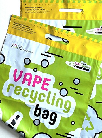 Leere Vapes einfach im «Vape Recycling Bag» sammeln und in den eigenen Briefkasten legen. Bild: SENS eRecycling
