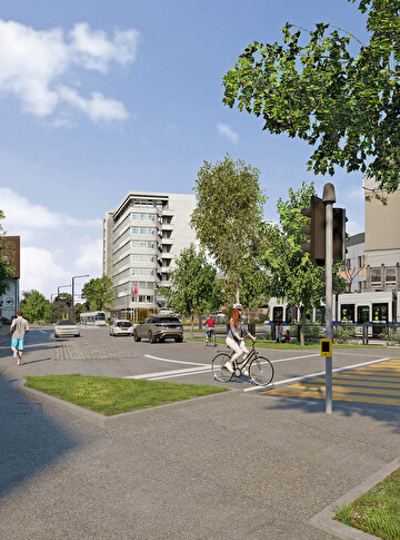 Glattalbahn-Verlängerung Kloten, Bachstrasse. Bild: VBG