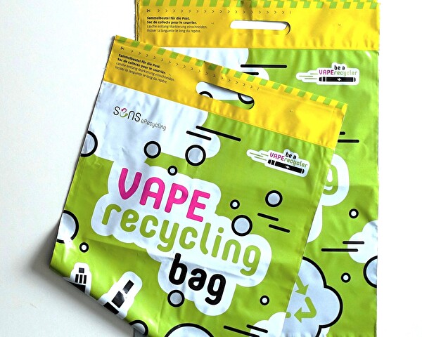 Leere Vapes einfach im «Vape Recycling Bag» sammeln und in den eigenen Briefkasten legen. Bild: SENS eRecycling