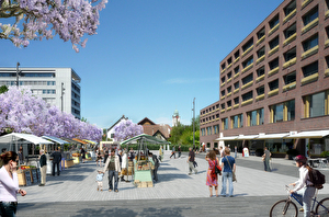 Visualisierung Stadtplatz mit Markt