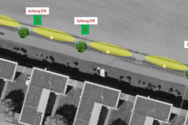 Ausschnitte aus Massnahmenplan Gerlisbergstrasse. (Bild: geoweb / Stadt Kloten)