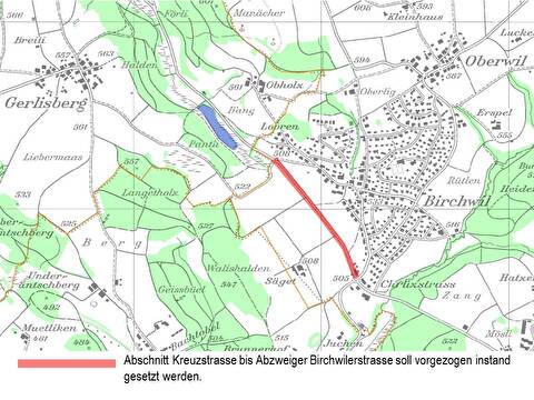 Abschnitt Kreuzstrasse bis Abzweiger Birchwilerstrasse