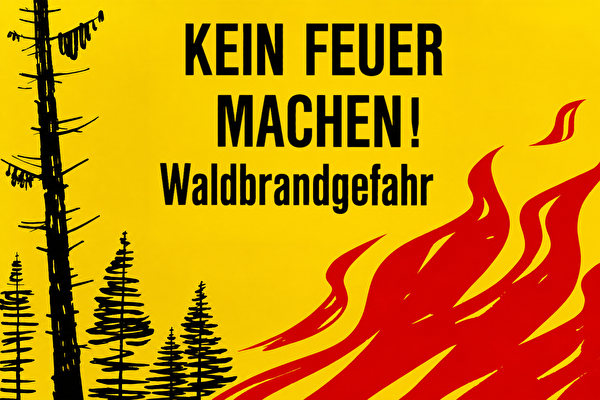 Kein Feuer machen - Waldbrandgefahr!