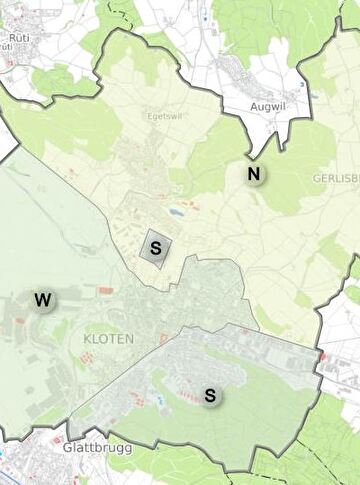 Karte mit eingezeichneter Kehrichttour Gebieten