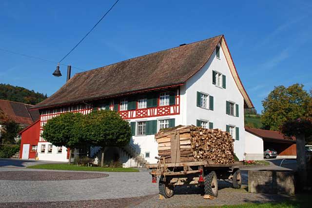 In diesem von der Gemeinde renovierten Gebäude finden wir heute 8 Wohnungen, Spitexzentrum und ein Saal.