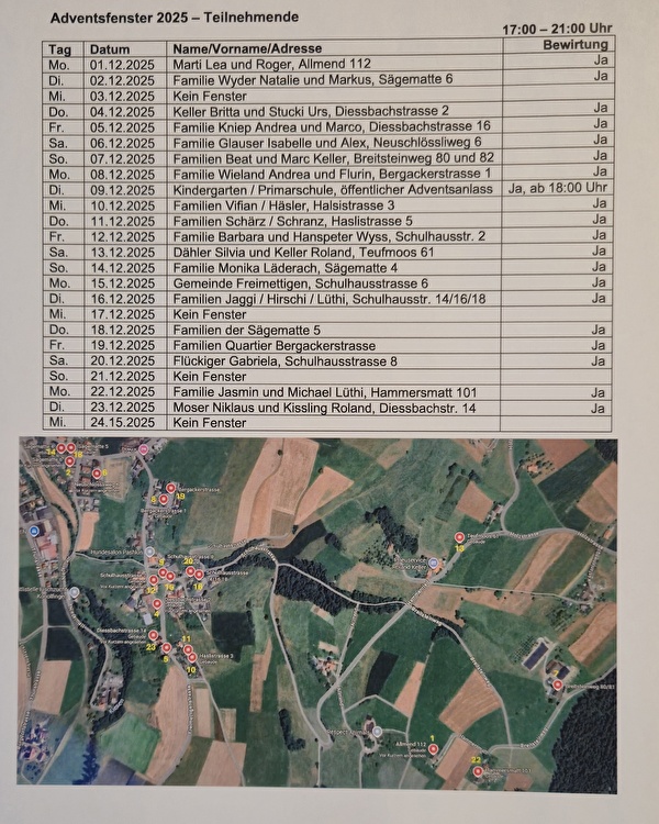Liste Adventsfenster