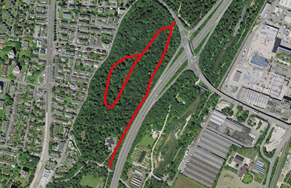 Die rot markierten Weg-Abschnitte werden erneuert.