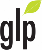 logo der partei: glp in schwarzen kleinbuchstaben, oben rechts, über dem p, befindet sich ein hellgrünes blatt
