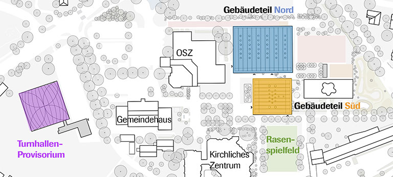Grafik/Plan Gebäude SFB Rain.
