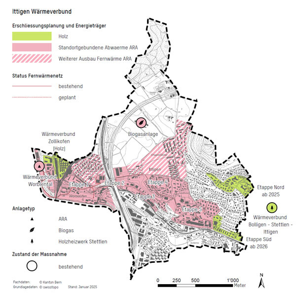 Karte Wärmeverbund Gemeinde Ittigen.