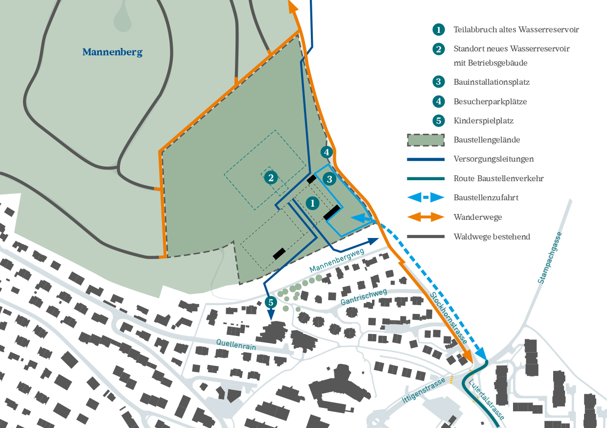 Situationsplan Naherholungsgebiet Manneberg.