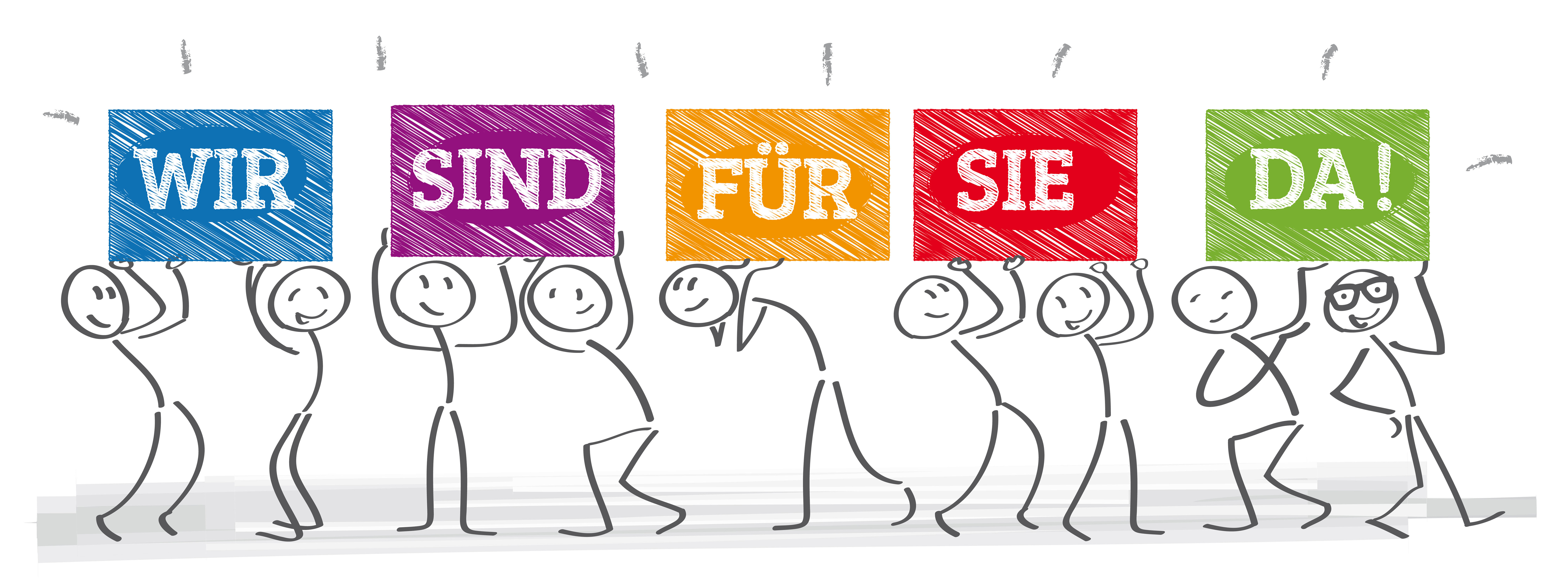 Schriftzug mit Männchen 